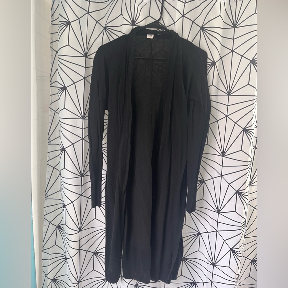 GAP Black Long-Line Cardigan with Relaxed Fit